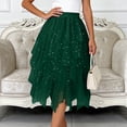 thumbnail image 6 of Rotm Womens Tulle Skirt Tulle Skirt for Women Lace Mesh Long Tutu Skirt Trendy Elastic High Waist Pleated Skirts for Party Dark Green,L, 6 of 7