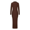 thumbnail image 4 of Efsteb Women's Bodycon Dresses Ribbed Knit Long Sleeve Maxi Dress Slim Solid Pencil Long Dress Casual Fall Winter Clothes (Coffee,M), 4 of 7