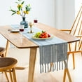 thumbnail image 2 of Hand Woven Cotton Linen Dining Table Runner with Tassels, Elegant Design for Wedding Home, 2 of 6
