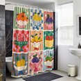 thumbnail image 4 of Fruit Patchwork Shower Curtain - Water Repellent Fabric Shower Curtains Washable, Modern County Funny Fruits Striped Decorative Polyester Cloth Bathroom Curtains Modern Bath Decor 36"x72", 4 of 8