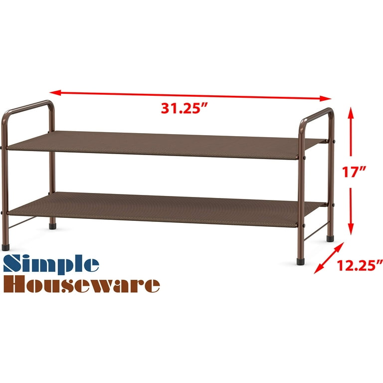 SimpleHouseware 2-Tier Shoe Rack Storage Organizer, Grey