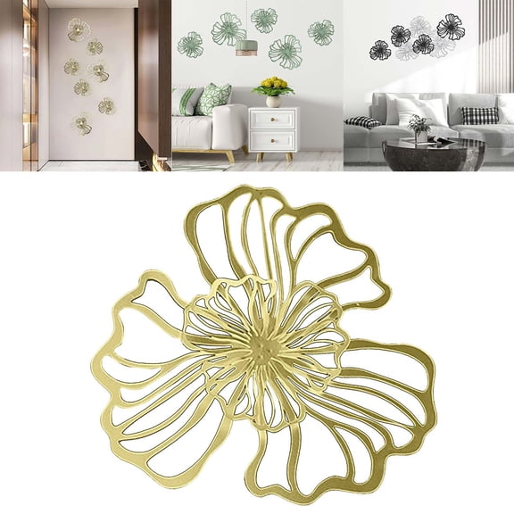 Farmhouse Wreath Floral Wall Hanging Decor Metal Wall Art Decoration For Bathroom Living Room,Gold Household Pendant