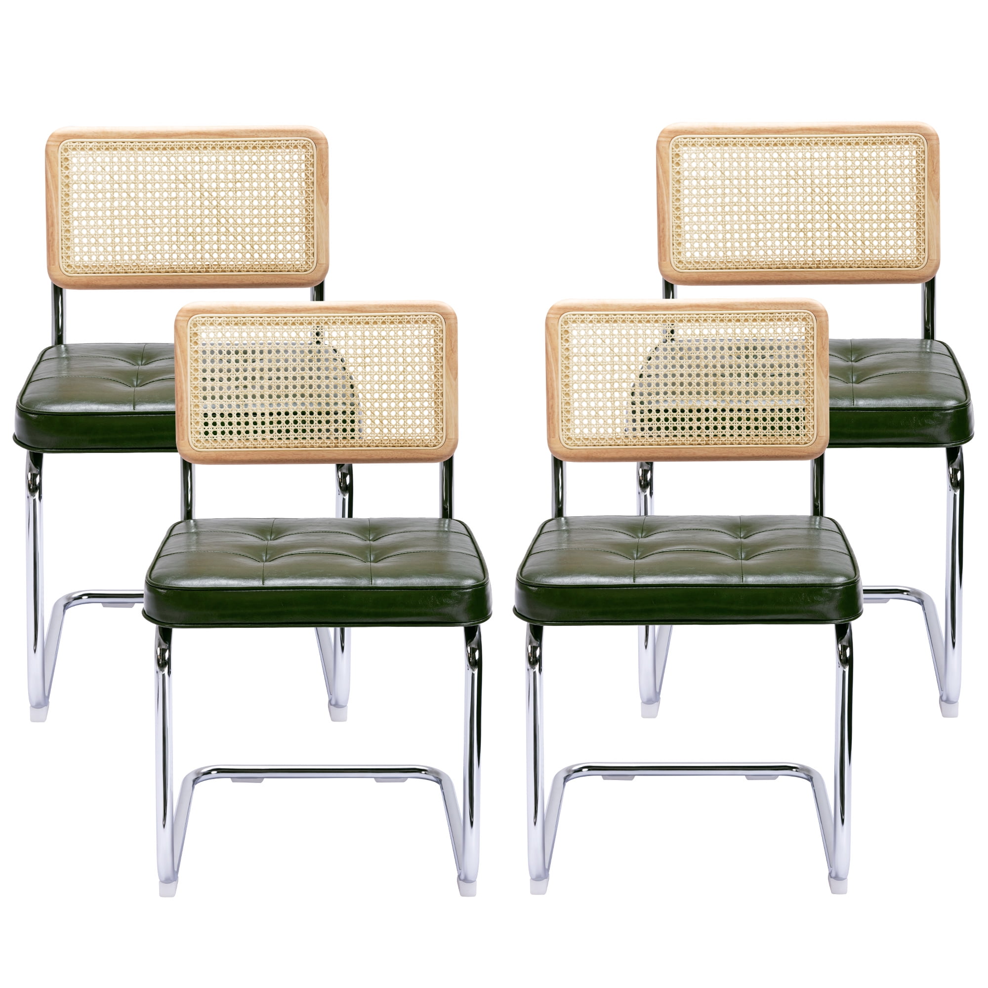 Zesthouse Rattan Dining Chairs Set of 4, Faux Leather Upholstered Side