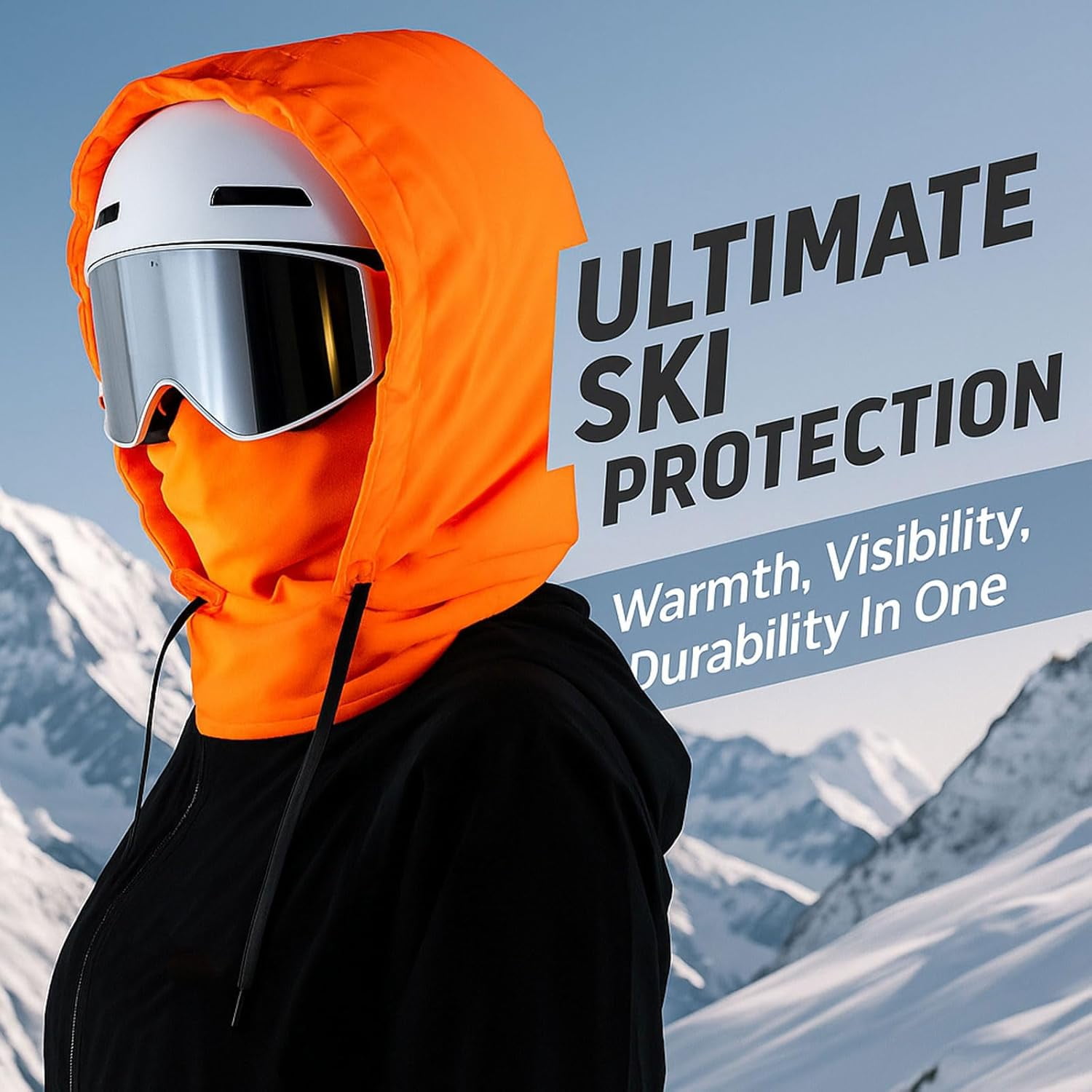 2026 Upgrade Ski Mask – Thermal Fleece Hoodie Mask, Waterproof Balaclava 3-in-1 Hood with Drawstring, Helmet Compatible Unisex Winter Mask for Skiing, Snowboarding, Cycling