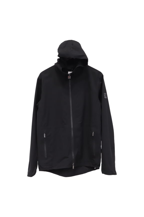 Pre-Owned Z Zegna Zip-Up Hooded rain Jacket in Black Polyester