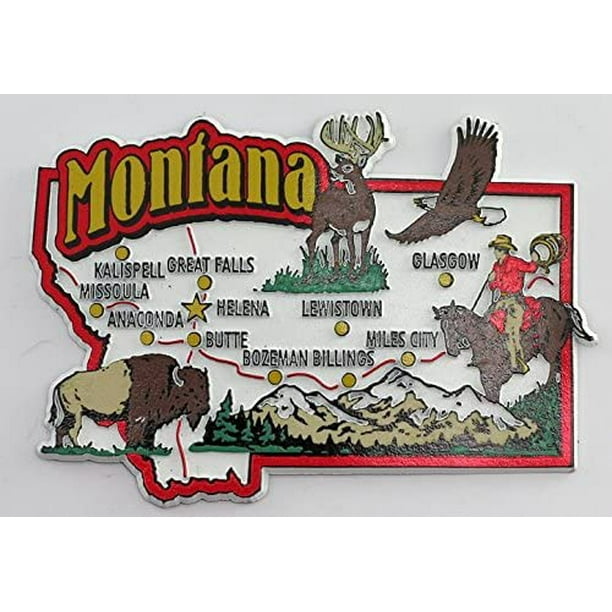 Montana State Map and Landmarks Collage Fridge Souvenir Collectible Magnet FMC Montana State Map and Landmarks Collage Fridge Souvenir Collectible Magnet FMC