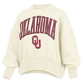 thumbnail image 2 of Women's Pressbox Natural Oklahoma Sooners Oversized Waist-Length Crewneck Sweatshirt, 2 of 3