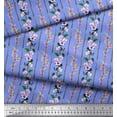 thumbnail image 2 of Soimoi Tissu en Coton Bleu Canard Feuilles & Azalée Imprimé Floral 1 Yard 44 Pouces de Large, 2 of 3