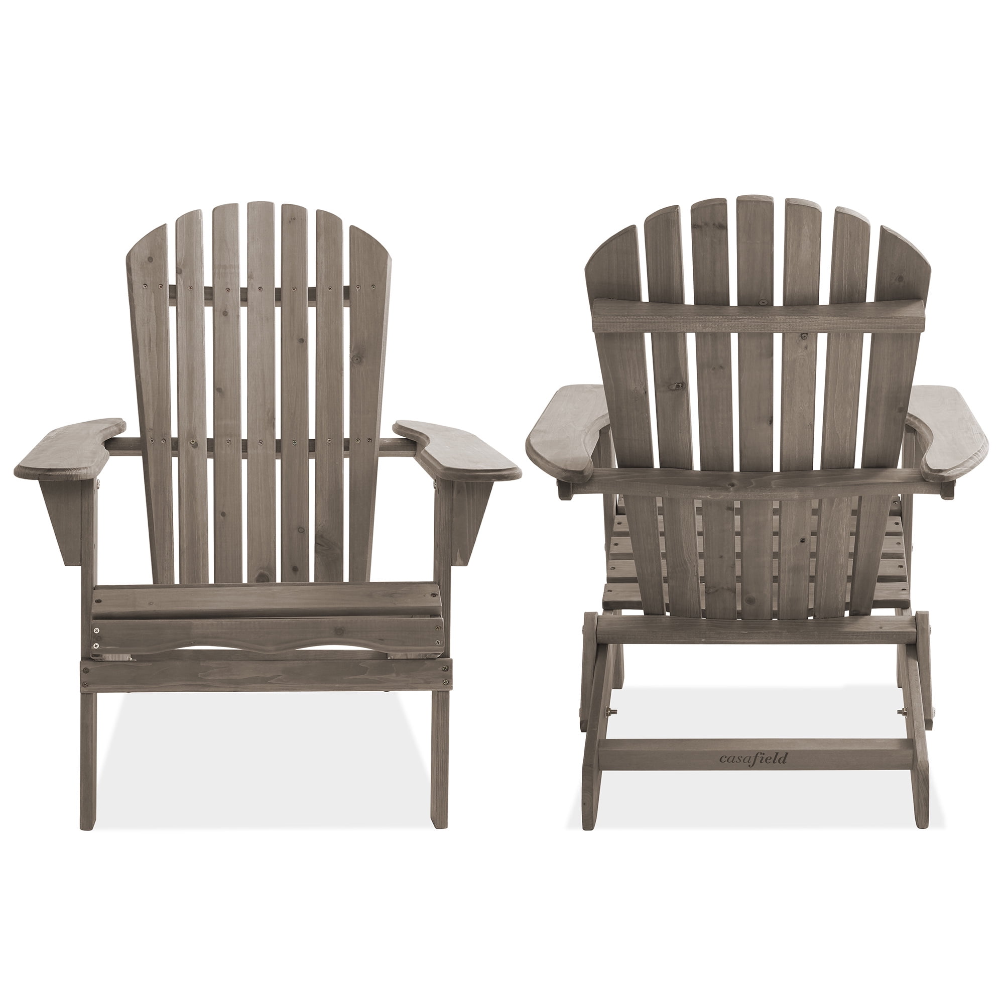 Casafield Folding Adirondack Chairs, Set of Four Cedar Wood Outdoor Fire Pit Lounge Chairs for Patio, Deck, Lawn and Garden Seating, Partially Pre-Assembled - Gray