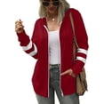 thumbnail image 3 of Sudaderas con capucha y bolsillo de manga larga con cremallera para mujer, tallas S a 2XL, 3 of 7