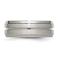 thumbnail image 4 of Primal Steel Titanium Grooved Ridged Edge 8mm Brushed Band, 4 of 6