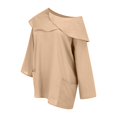 thumbnail image 6 of AKEGAMN Women's Casual Solid Color 3/4 Sleeve Linen Pocket Shirt, Beige S-3XL, 6 of 9