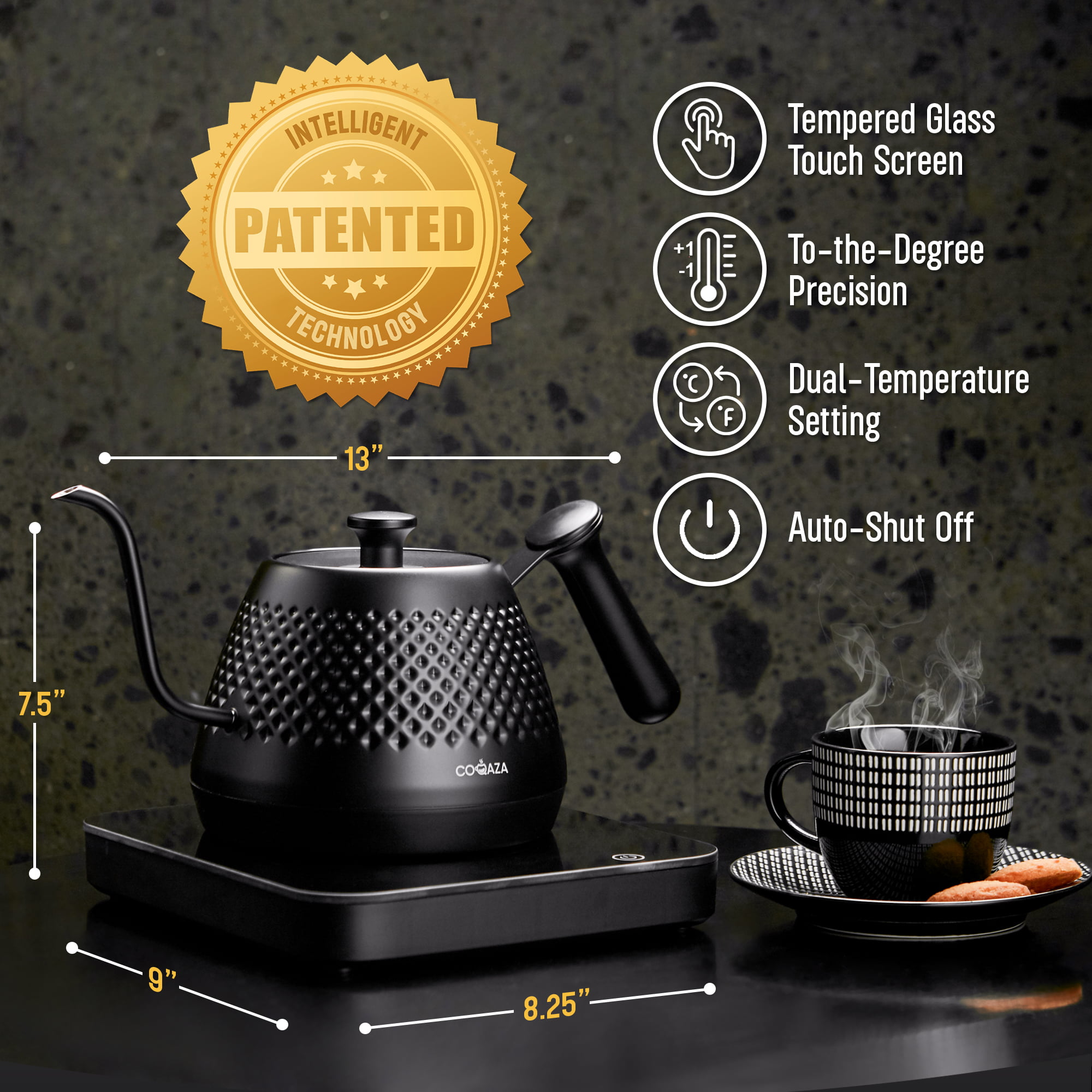 SPT 14.3-Cup Brown Ceramic Electric Kettle with Herb Cooking and