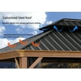 thumbnail image 4 of PURPLE LEAF 12' x 12' Outdoor Hardtop Gazebo, Galvanized Steel Double Roof Permanent Canopy Teak Finish Coated Aluminum Frame with Netting, 4 of 10
