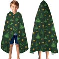 thumbnail image 3 of Dark Green Christmas Tree and Star Pattern Hooded Bath Towel，60"x35" for Ages 3 To 12 Kids, Quick Dry Lightweight Soft Microfiber Hood Beach Towel Cover Up for Kids, 3 of 7