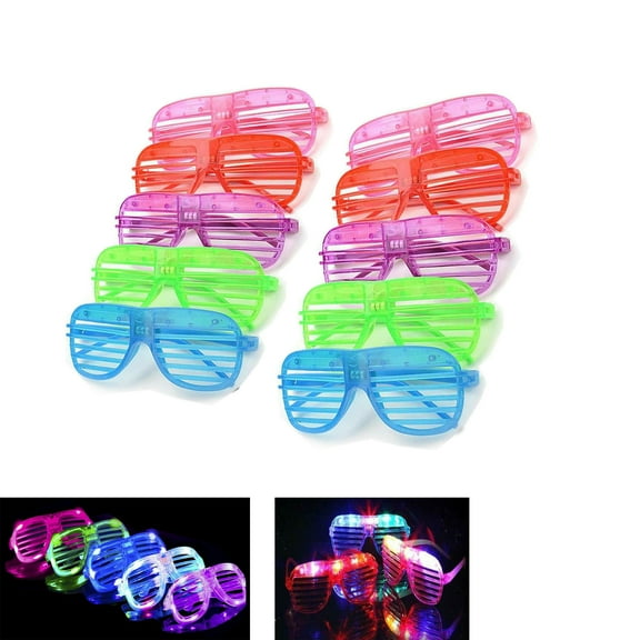 12 Pcs Light Up Sunglasses Toy Party Favors Glow in The Dark Party Supplies Fun LED Glasses for Wedding Birthday Classroom Exchange Prizes Supplies Neon Party