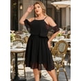 thumbnail image 2 of LapaPlus Womens Plus Size Chiffon Dress - Beaded Ruffled Sleeves & Adjustable Straps, Elastic Waist Formal Evening Gown for Weddings/Parties (US14-22), 2 of 9
