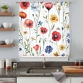 thumbnail image 5 of Pink Colorful Poppy Sheer Curtains 45 Inches Long, Spring Pastoral Flowers Leaves Light Filering Curtains, Breathable Simi Curtain Privacy Drapes for Kitchen Bathroom Small Window Treatment, 5 of 9