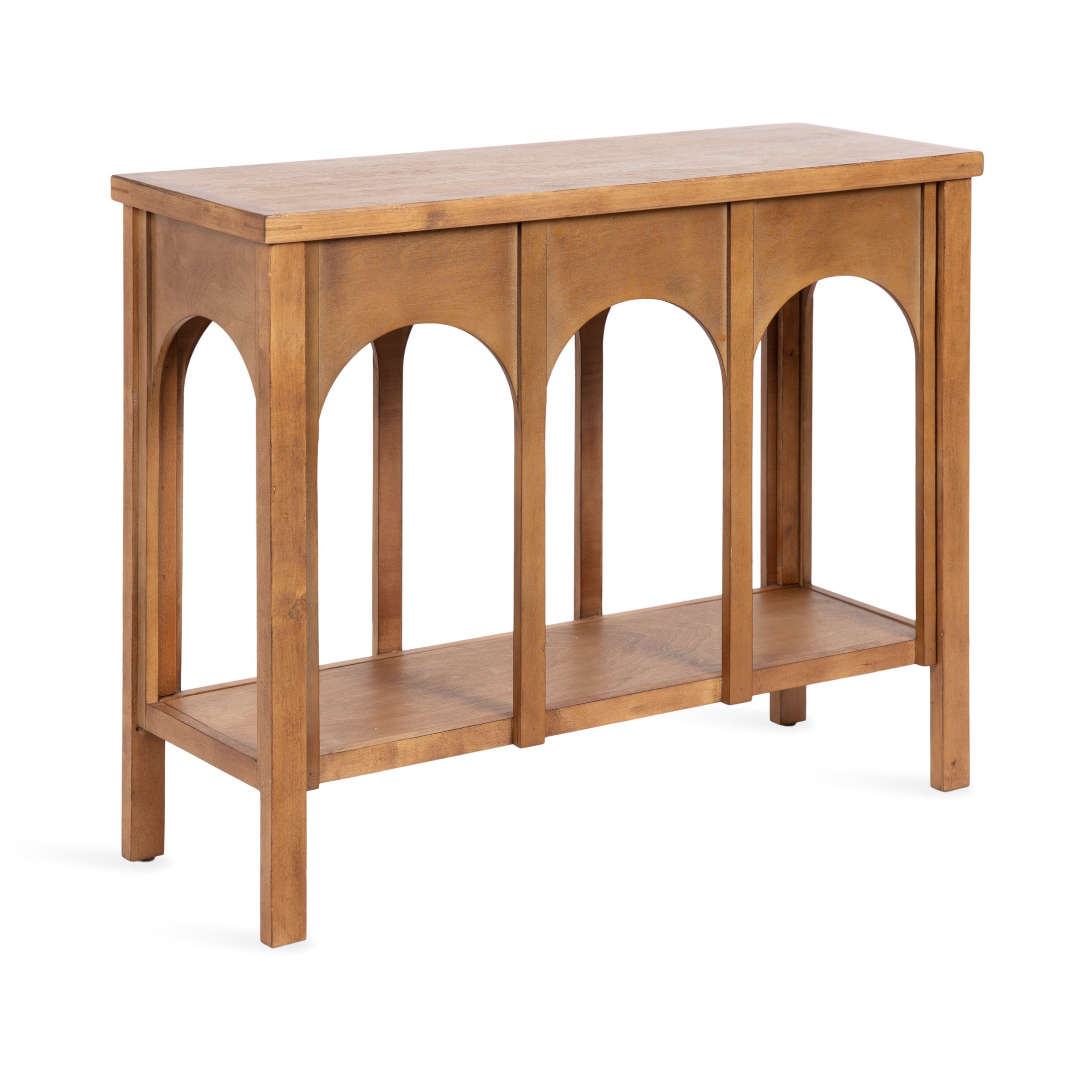 Kate and Laurel Ulla Modern Tiered Rectangle Console Table, 36 x 13 x 30, Rustic Brown, Transitional Two-Tier Wood Arched Entryway Table with Storage for Behind Couch Home Decor Option