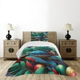 thumbnail image 4 of Ambesonne Turtle Quilted Bedspread Set 2 Pcs, Exotic Deep Sea Monstera, Twin Size, Teal Vermilion and Blue, 4 of 4
