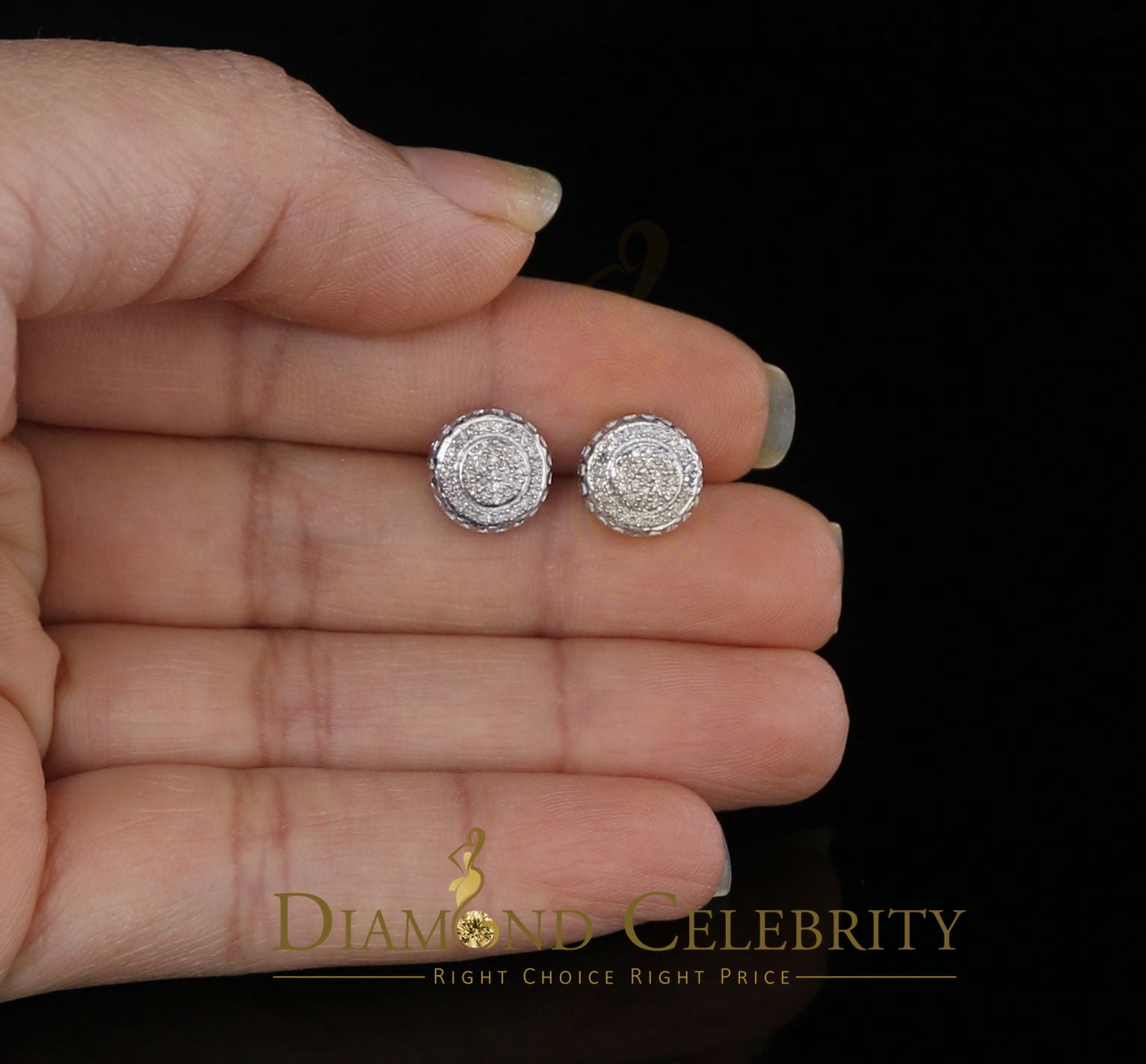 Diamond Celebrity's 925 Sterling Silver 0.20ct Diamond For Women's/ Men's White Stud Round Earrings