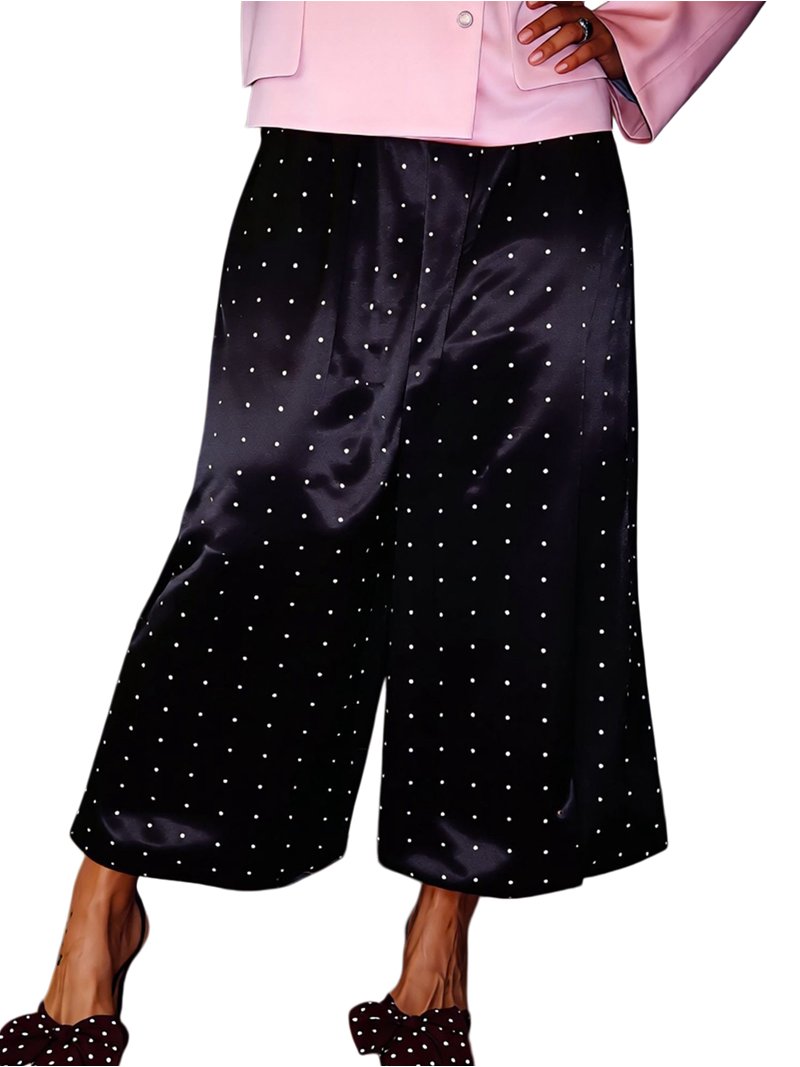 Women's Polka Dot Elastic Waist Cuffed Lantern Casual Pants - Walmart.com