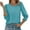 Blue, variant on MIXUE Boho Tops For Women Autumn Winter Solid Color Round Neck Long Sleeve Casual T-shirts Activewear,White,XXXL