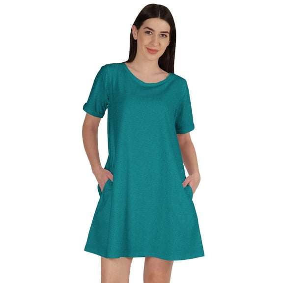 Inkmeso Swing Dress With Pockets Summer Cotton Tunic Tshirt Dress For Women
