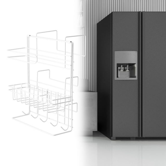 Support de Rangement pour Réfrigérateur, Organisateur de Réfrigérateur Mural Durable et Élégant, Multifonctionnel pour Maison, Restaurant, Cuisine