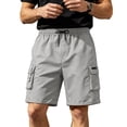 thumbnail image 6 of Cargo Shorts for Men Elastic Waist Drawstring Lightweight Hiking Shorts Breathable Stretch Casual Shorts, L, 6 of 8