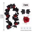 thumbnail image 2 of RECUTMS Artificial Black Garland Hanging Vine Artificial Floral Vines Fall Garland Hanging Flower Fake Rose Vines for Black Burgundy Wedding Halloween Decor (Red Rose), 2 of 8