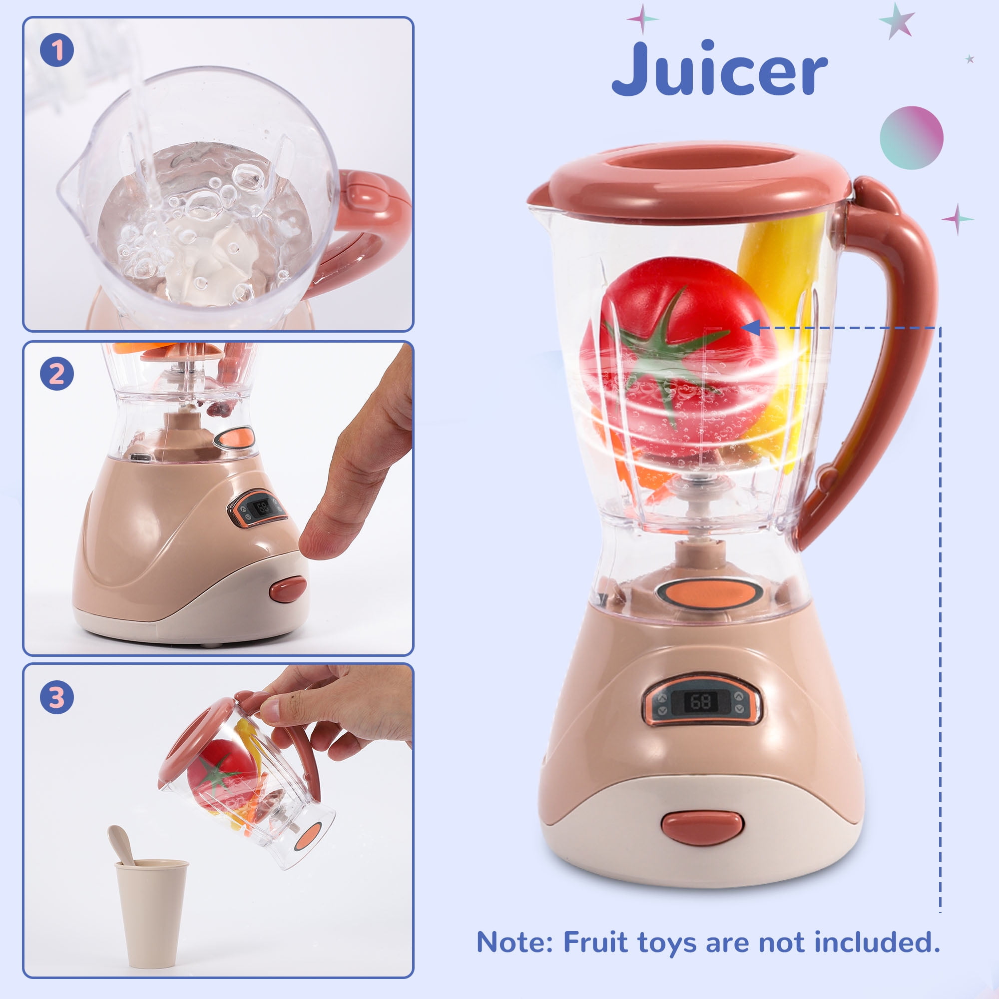 Wisairt Play Kitchen Set, 4Pcs Toy Kitchen Appliance w/Oven Toaster Coffee Maker Juicer, Khaki