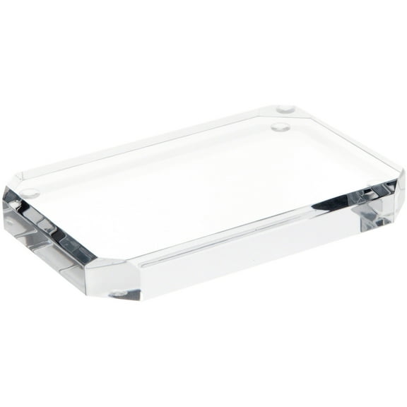 Plymor Clear Acrylic Beveled Corner-Cut Rectangular Display Base, 6" W x 4" D x 0.75" H
