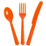 Way to Celebrate! Orange Plastic Cutlery Set for 8, 24pcs