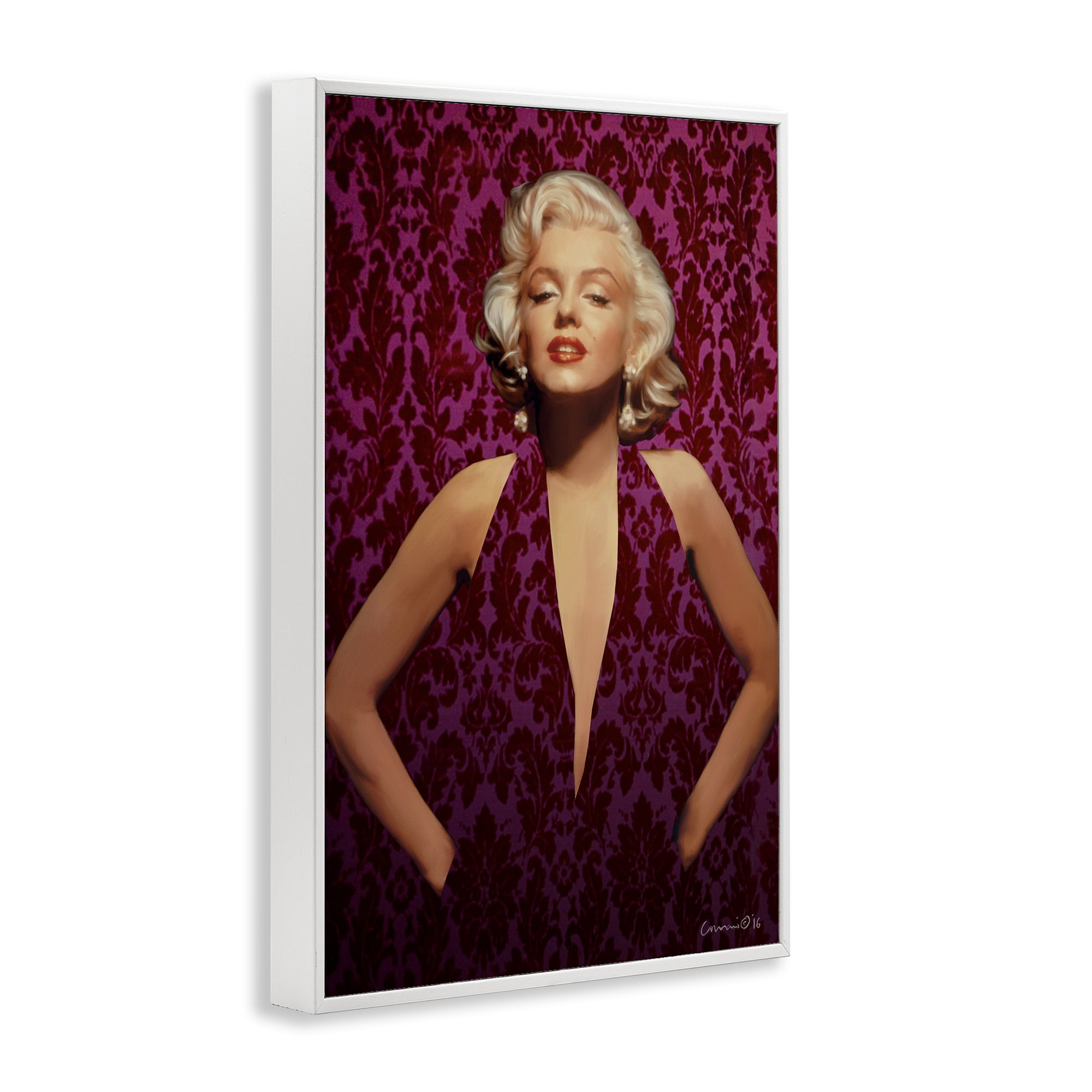 Stupell Industries Victorian Patterned Marilyn Novelty Painting White Framed Art Print Wall Art, 20 x 30