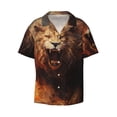 thumbnail image 3 of Goofa Cool Fire Lion Printed Men's Casual Short-sleeved Shirt,Lightweight Breathable Button-down,Summer Casual men's top,Versatile Fashion shirt-Large, 3 of 7