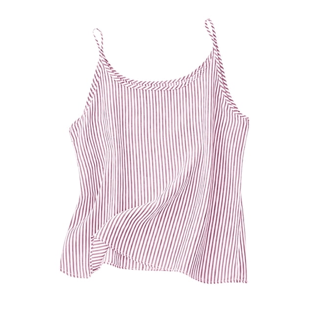 Camisas Y Tops de Verano de las Mujeres Cuello Redondo Camisa sin Mangas Suspensor Rayas de Verano de las Mujeres de Tela Sólida Casual Suave Y Cómodo