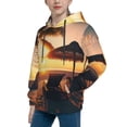 thumbnail image 2 of KLL Unisex Kids Boys Girls Hooded Pocket Pullover Hoodies-Hawaiian Sunset Beach, 2 of 5
