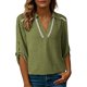 thumbnail image 1 of Camisetas de Cuello en V de Manga Larga para Mujeres Blusas Casuales Vestidas con Cuello de Encaje Hueco, 1 of 9