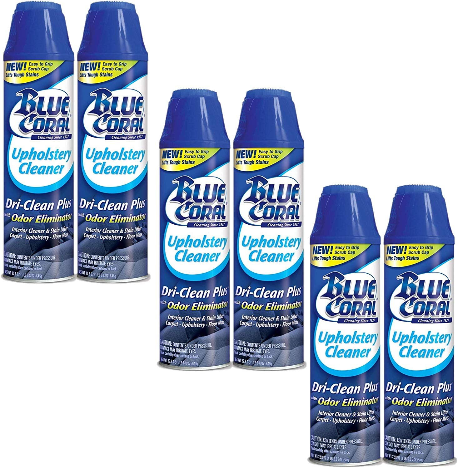 Blue Coral DC22 Upholstery Cleaner Dri-Clean Plus with Odor Eliminator,  22.8 oz. Aerosol (6 Pack) (6) 