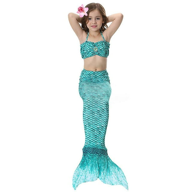 Kids Girls Mermaid Beachwear Bikini Set Fishtail Swimsuit Swimming Costume