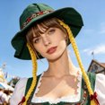 thumbnail image 2 of QIYAGBSA Women Festival Hat Braided Detail Embroidered Band Curved Brim for Oktoberfest Costume Party (Green Free Size), 2 of 6