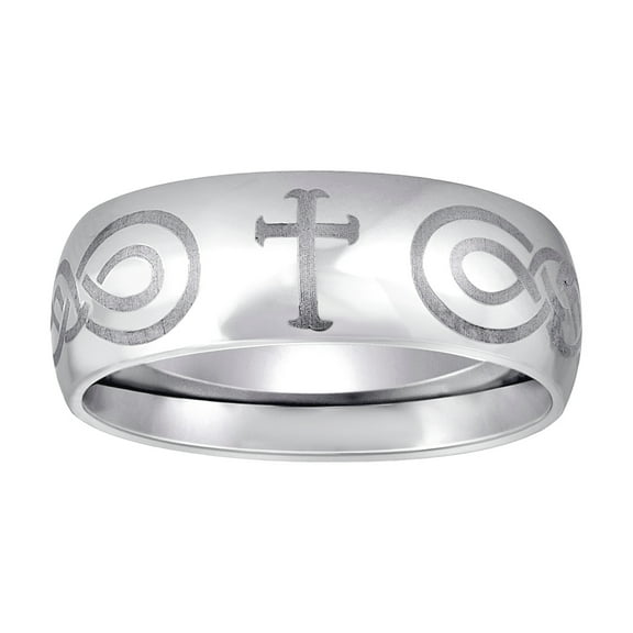 Stainless Steel Mens Irish Claddagh Celtic Trinity Knot Religious Faith Cross Polished Dome Comfort-fit Fashion Band Rin