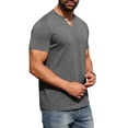 thumbnail image 5 of Qwertyu Mens Henley Lightweight Shirts Short Sleeve Casual Cotton Button T-Shirts Summer Basic Tee Gray S, 5 of 6
