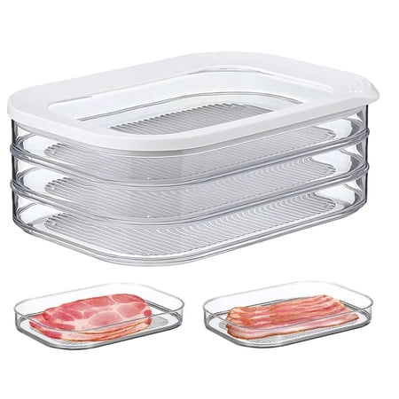 CHACHAE Deli Meat Container for Fridge,Bacon Lunch Meat Container for Refrigerator,Meal Prep Containers,Stackable Food Storage Boxes with Lid for Cold Cuts,Salami,Deli,Lunch Meat,BPA Free,18.6oz C40