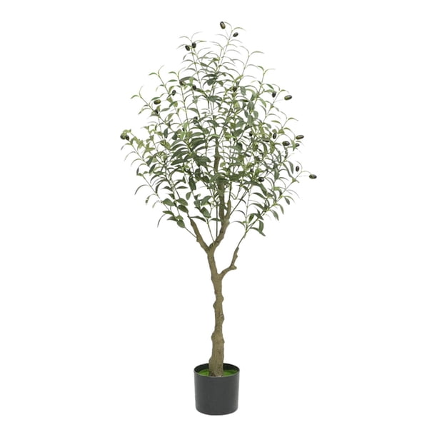 Olivo artificial con maceta, planta artificial decorativa de 1,2 m para jardín u oficina. Estilo A