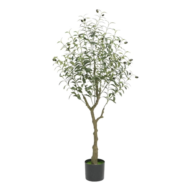 Olivo artificial con maceta, planta artificial decorativa de 1,2 m para jardín u oficina. Estilo A