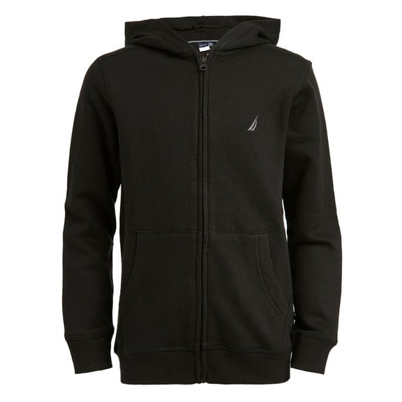 Nautica Little Boys Full Zip Fleece Hoodie,Black,5