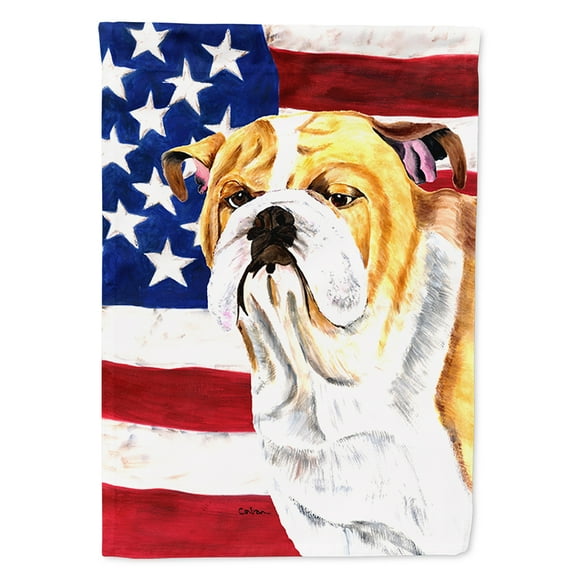 Carolines Treasures SC9002CHF USA American Flag with Bulldog English Flag Canvas, Large, Multicolor