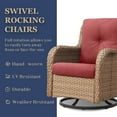 thumbnail image 5 of Gymojoy 2 Pieces Outdoor Patio Wicker Swivel Glider Rocker Chair with High Back Deep Seat, Red Cushion, 5 of 9
